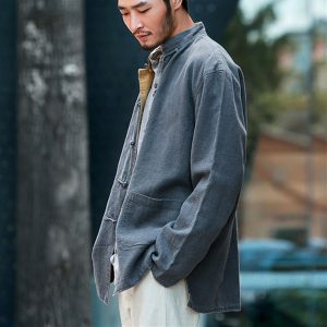 High-end retro Tang suit men's top Chinese style jacket double-sided cotton and linen old coarse cloth Chinese coat